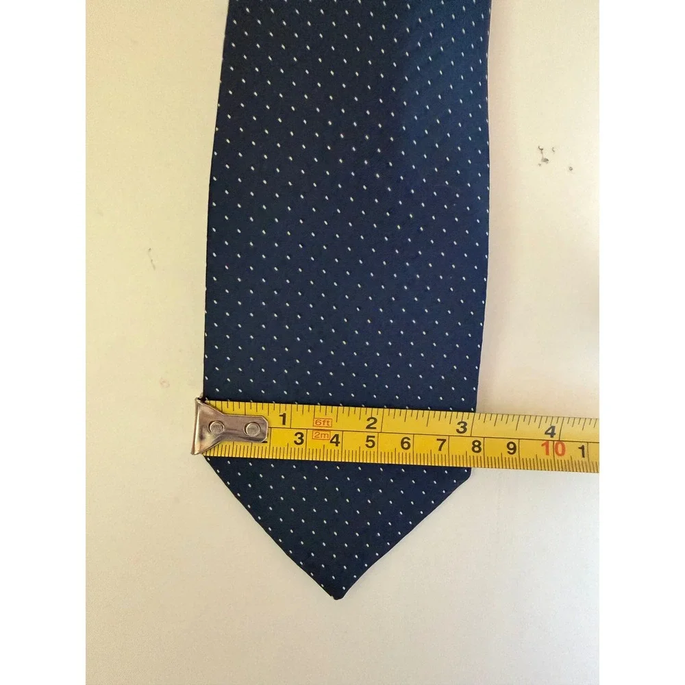 Racine Navy Blue Pinhead Micro Dot Necktie Paris Rome New York Classic Mens Tie
